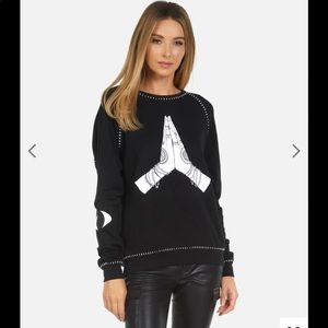 Lauren Moshi JOCELYN PRAYER HANDS sweatshirt pullover size small. GORGEOUS